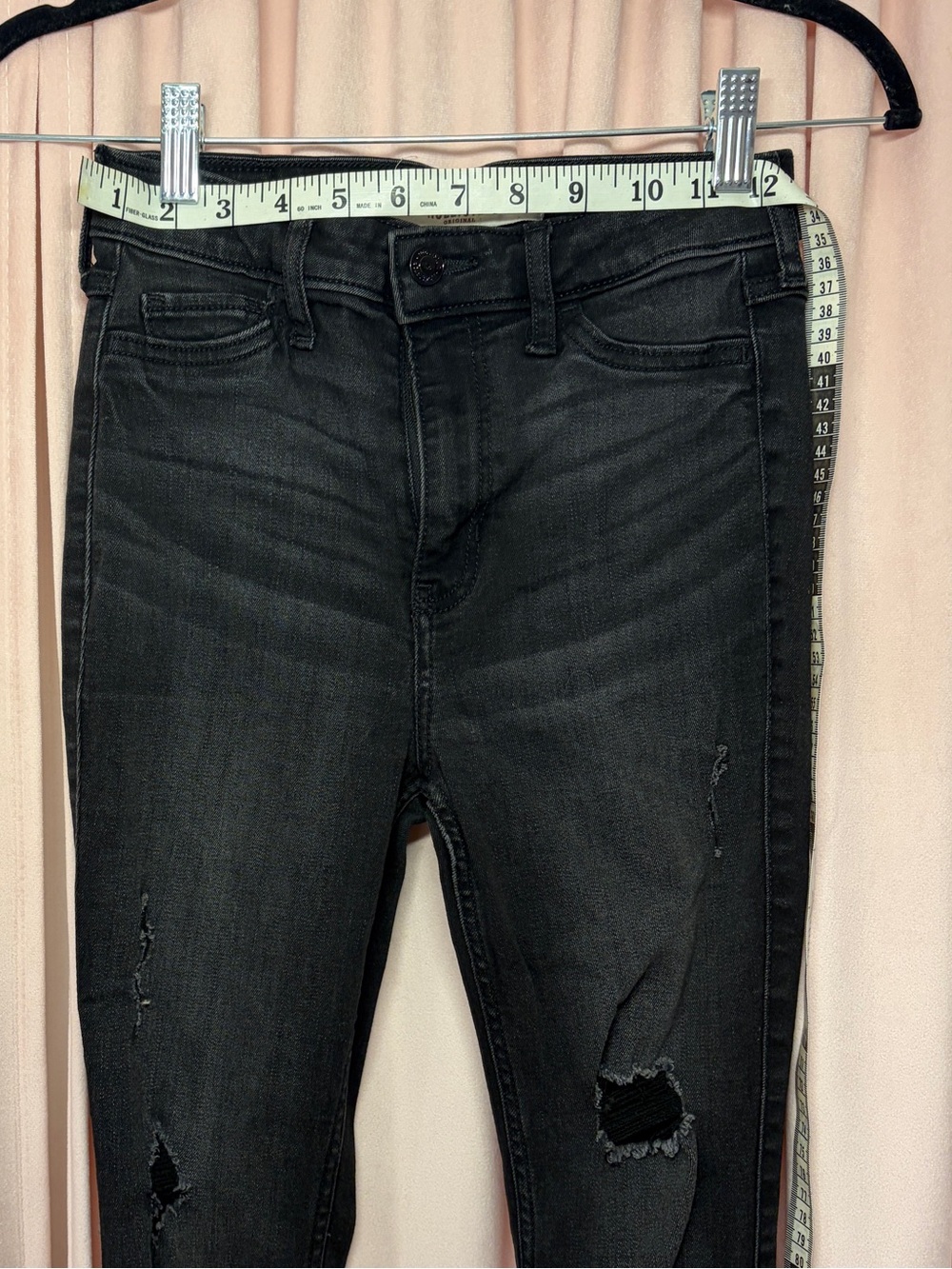 Hollister Black Women's Skinny Jeans with Distressed Knees